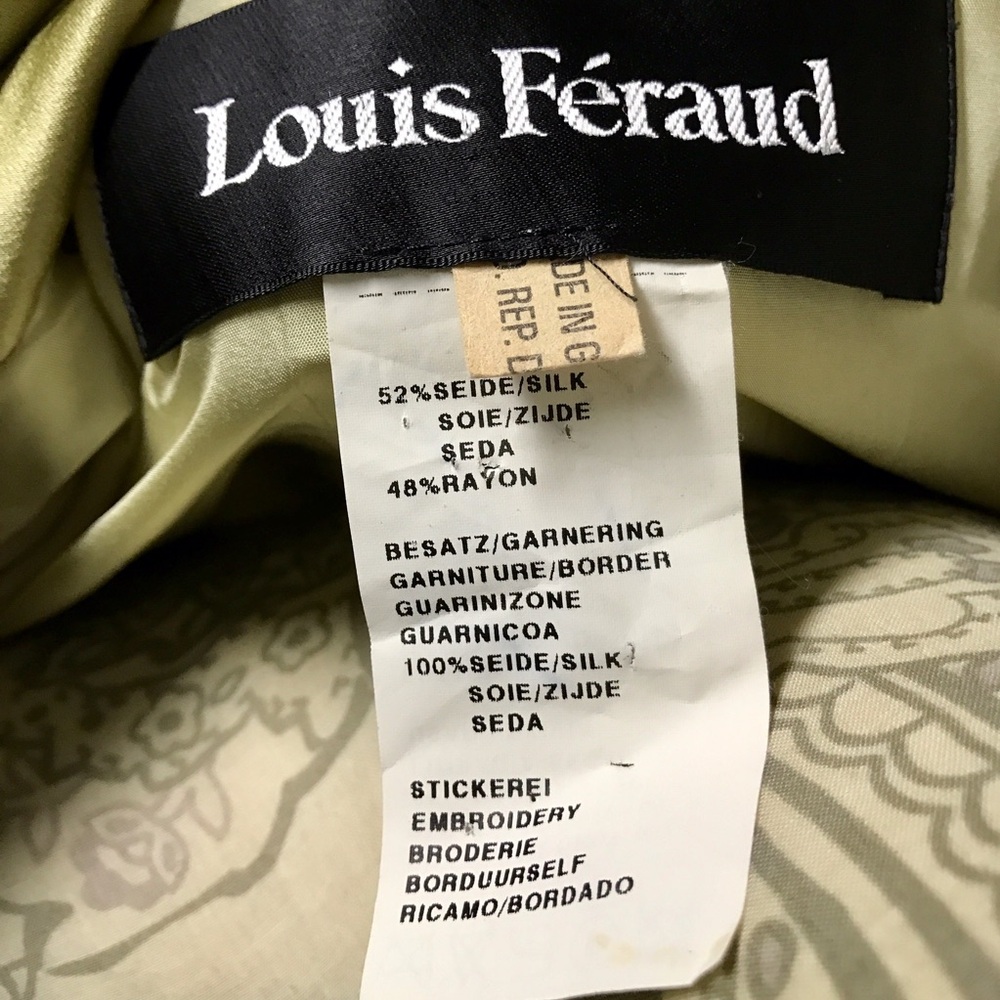 Louis Feraud Chartreuse Green Brocade Long Coat - Picture 4 of 4